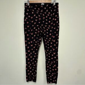 CAbi Black Leggings with Pink Floral Pattern